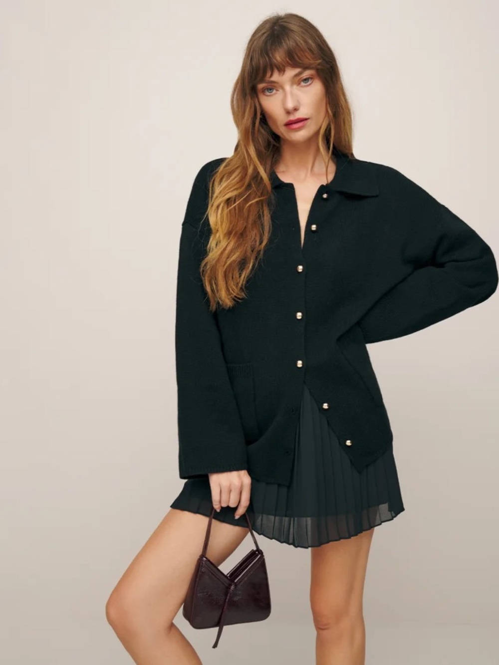 Reformation Parisa Regenerative
Wool Cardigan in Black (US S)